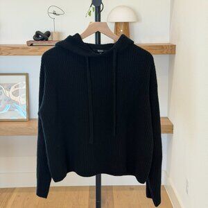 Quince Mongolian Cashmere Fisherman Pullover Hoodie - Black - S